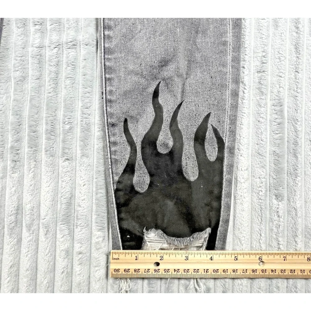 American Eagle Super Hi Rise Jegging Women's 8 Long Distressed Flame Hem Pockets - Picture 16 of 16